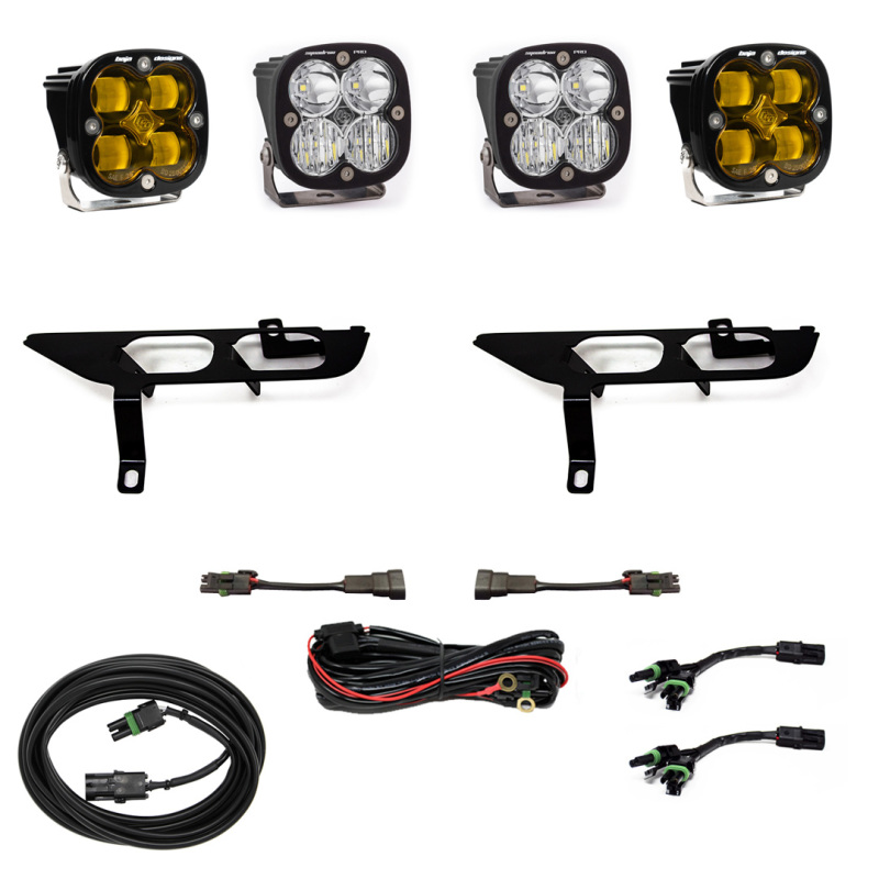 Ford F150 Fog Pocket Kit - Baja Designs - Squadron Pro DC - Amber - `21-`27
